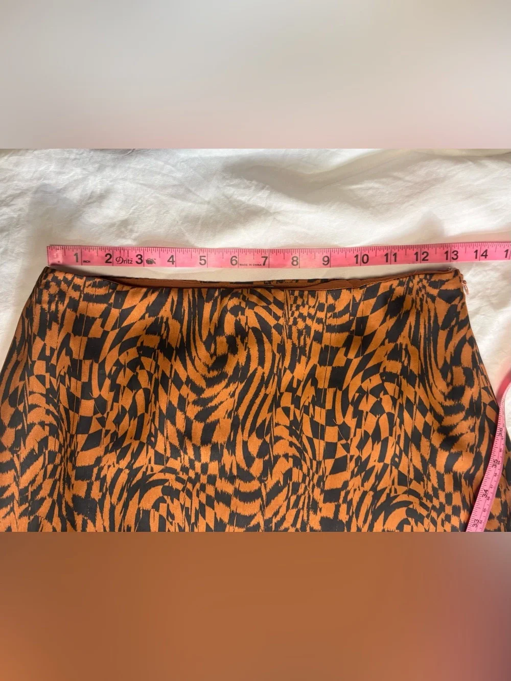 Free People Silky Trippy Checkerboard Mini Skirt Rust Brown Black Size 4 90s